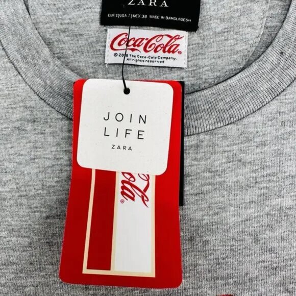ZARA - Men's Coca Cola " The Gift for Thirst Gray Small T-Shirt A54 - Picture 5 of 5